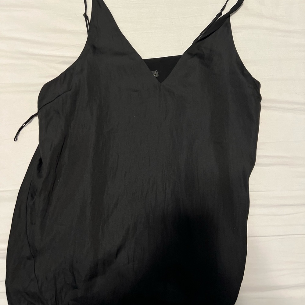 Black silk v-neck tank top